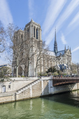 Famous Gothic Roman Catholic Cathedral Notre Dame de Paris.