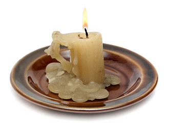 old candle isolated on white background