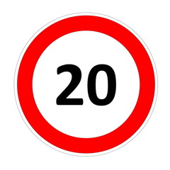 20 speed limit sign