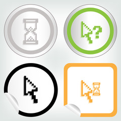 set of different pixel cursors icons on sticker button