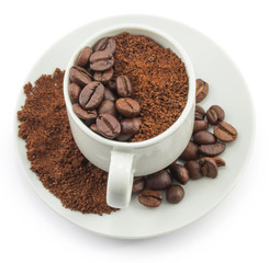 cup with coffee beans