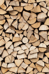 stack of firewood prepared for winter