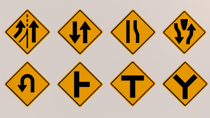 Traffic signs 3D render image