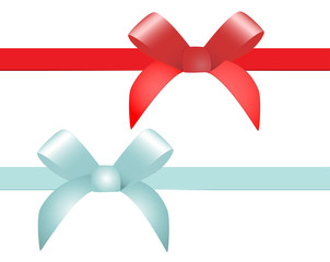 Red and blue vector gift bow and ribbon