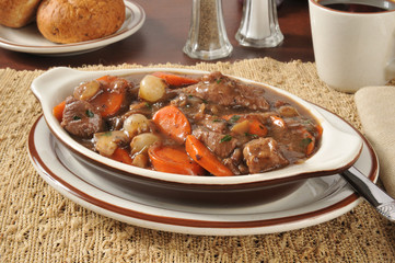 Rich beef stew bourguignon
