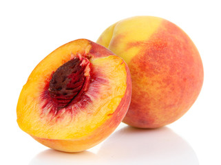 Ripe sweet peach, isolated on white