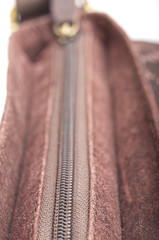 Bag zipper macro. Front focus