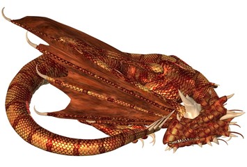 Obraz premium Red Scaled Dragon Sleeping