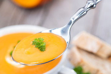 Spoon with Pumpkin Soup