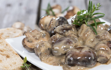Portion of Creamy Mushrooms