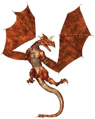 Obraz premium Red Scaled Dragon Attacking