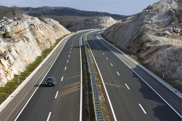 Notch on the highway in the hinterland of town Split in Croatia