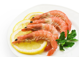 parsley,lemon and shrimps