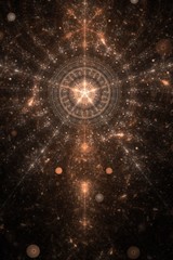 Obraz premium Streszczenie stary motyw alchemiczny symbol, brązowy na czarnym tle