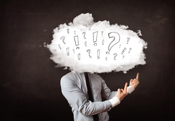 Business man cloud head with question and exclamation marks