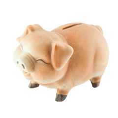 Smile Piggy Bank or money box isolated on white background