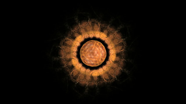 Abstract Rotating Orange Object on Black, Seamless Loop
