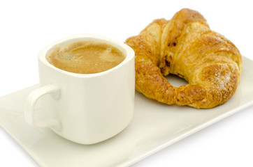 Croissant and a cup of delicous coffee