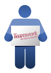 icon holding a teamwork sign illustration design