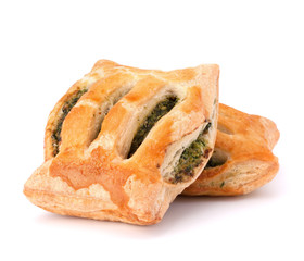 Puff pastry bun isolated on white background.