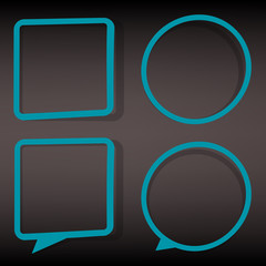 set of empty web sticker windows in circle and square shape