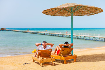 Relax on the beach at Red Sea in Egypt