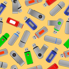 Colorful USB flash drives, seamless pattern