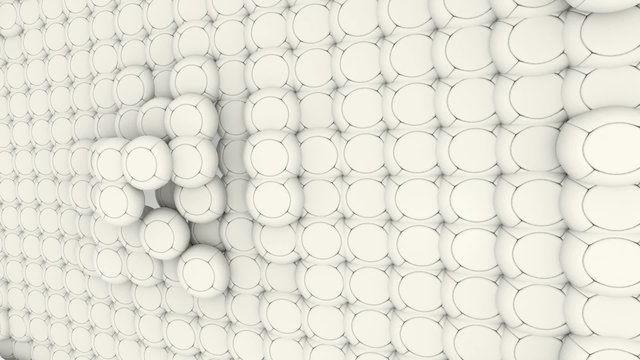 3D animation WHITE ANIMATED WHITE SPHERES WALL