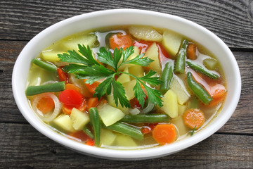 Diet soup with fresh vegetables