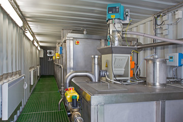interior of dewatering and cleaning line