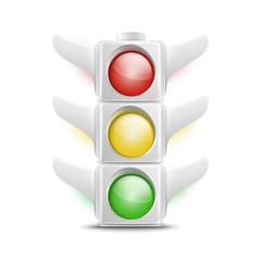 Realistic White Traffic Lights Icon