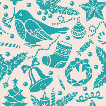 Fototapeta Christmas seamless pattern