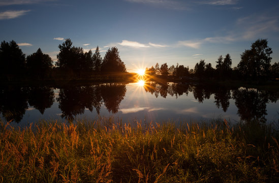 sunset at swedish lake