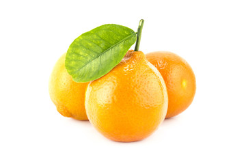 Sweet Orange Fruit with leaves.