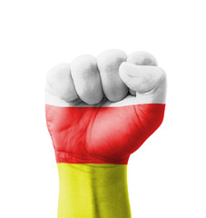 Fist of South Ossetia flag painted, multi purpose concept