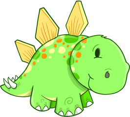 Cute Stegosaurus Dinosaur Vector Illustration