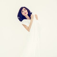 sensual girl in white dress