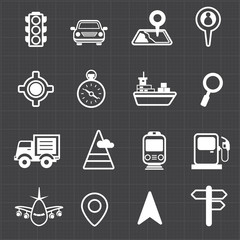 Map navigation transportation and black background