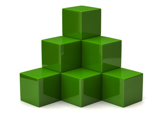 Pyramid of green cubes