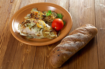 baked .perch   with potatoe