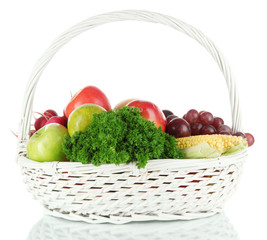 Different fruits and vegetables isolated on white