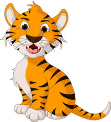 Fototapeta premium cute tiger cartoon posing