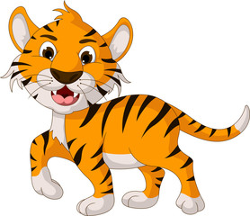 Fototapeta na wymiar cute tiger cartoon walking