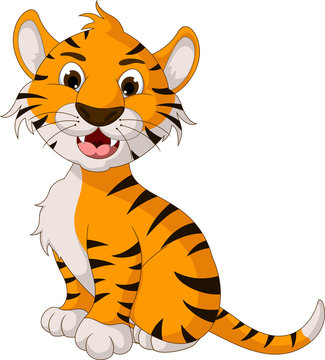 cute tiger cartoon posing