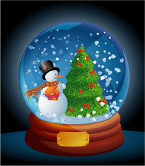 Christmas snow dome. Vector.