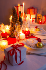 Christmas gift on the table ready to unpack