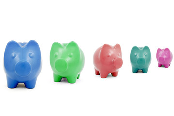 Colourful Piggy banks in a row