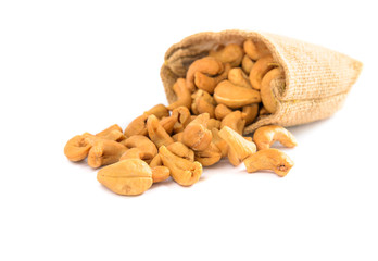 Cashew nuts in a sack