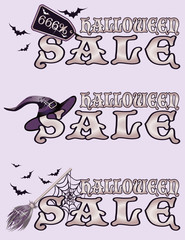 Halloween sale banners, vector illustration