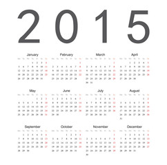 Simple european 2015 year vector calendar